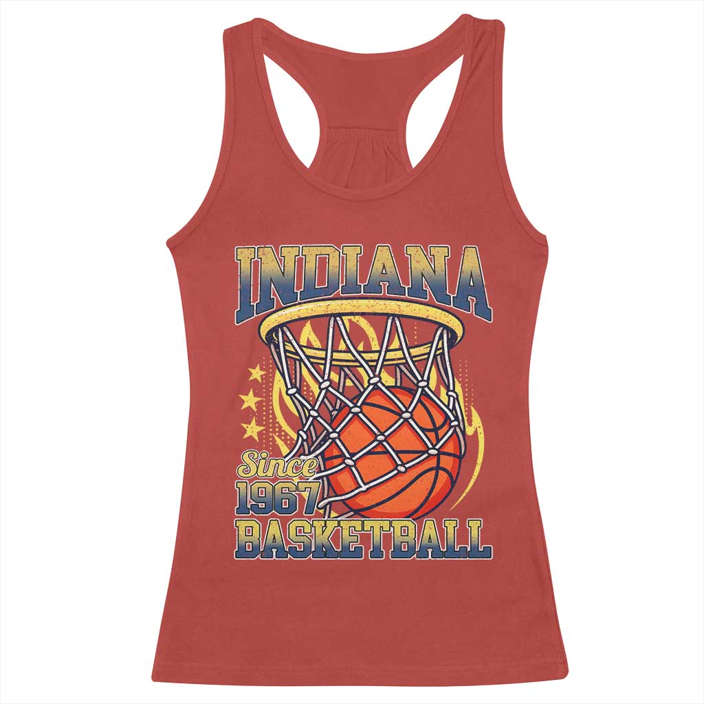 Indiana Basketball Flames Graphic Racerback Tank Top Vintage 1967 Fan Indy Hoops Pride