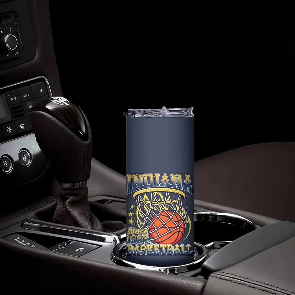 Indiana Basketball Flames Graphic Skinny Tumbler Vintage 1967 Fan Indy Hoops Pride