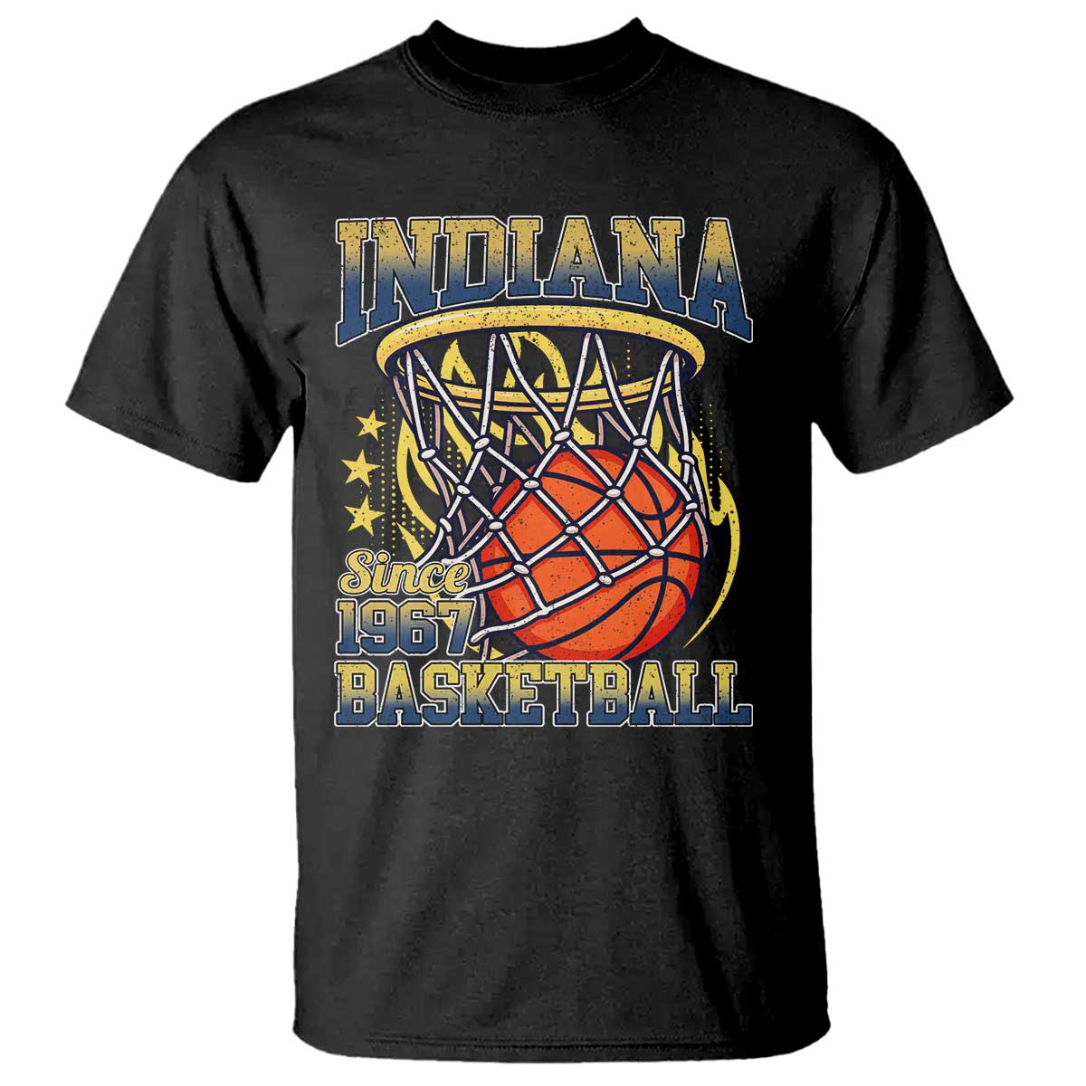 Indiana Basketball Flames Graphic T Shirt Vintage 1967 Fan Indy Hoops Pride