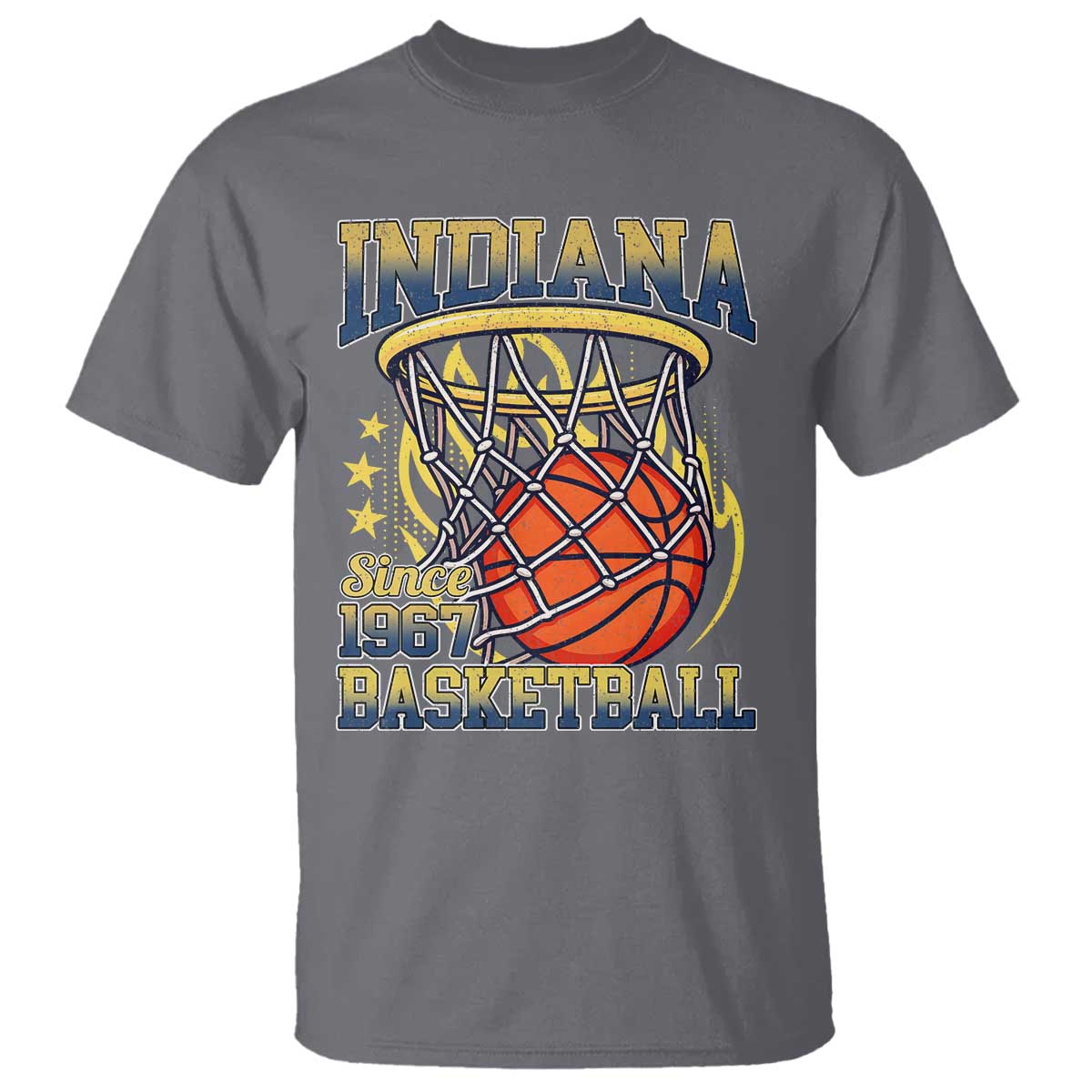 Indiana Basketball Flames Graphic T Shirt Vintage 1967 Fan Indy Hoops Pride