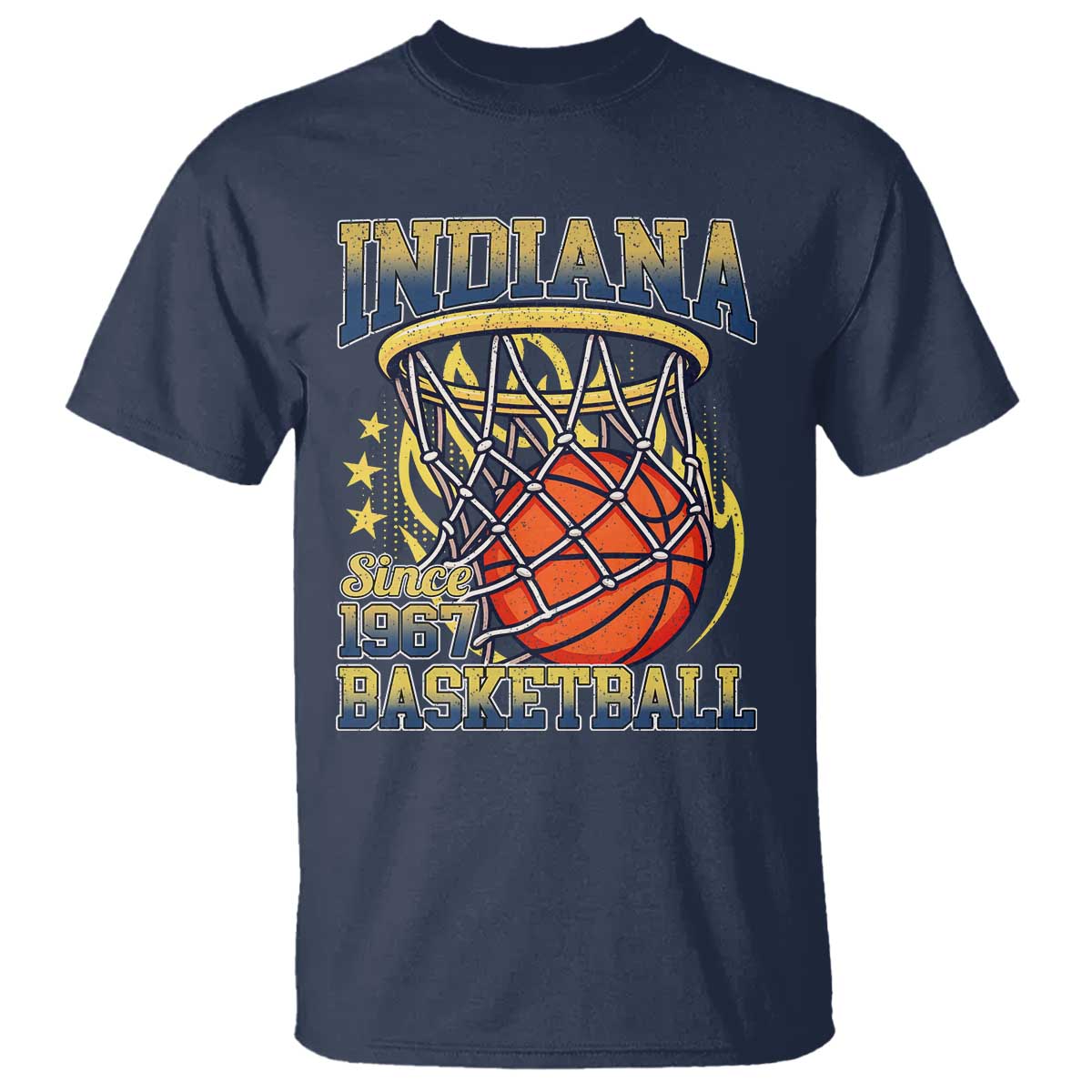 Indiana Basketball Flames Graphic T Shirt Vintage 1967 Fan Indy Hoops Pride