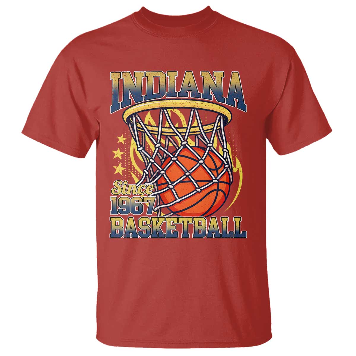 Indiana Basketball Flames Graphic T Shirt Vintage 1967 Fan Indy Hoops Pride