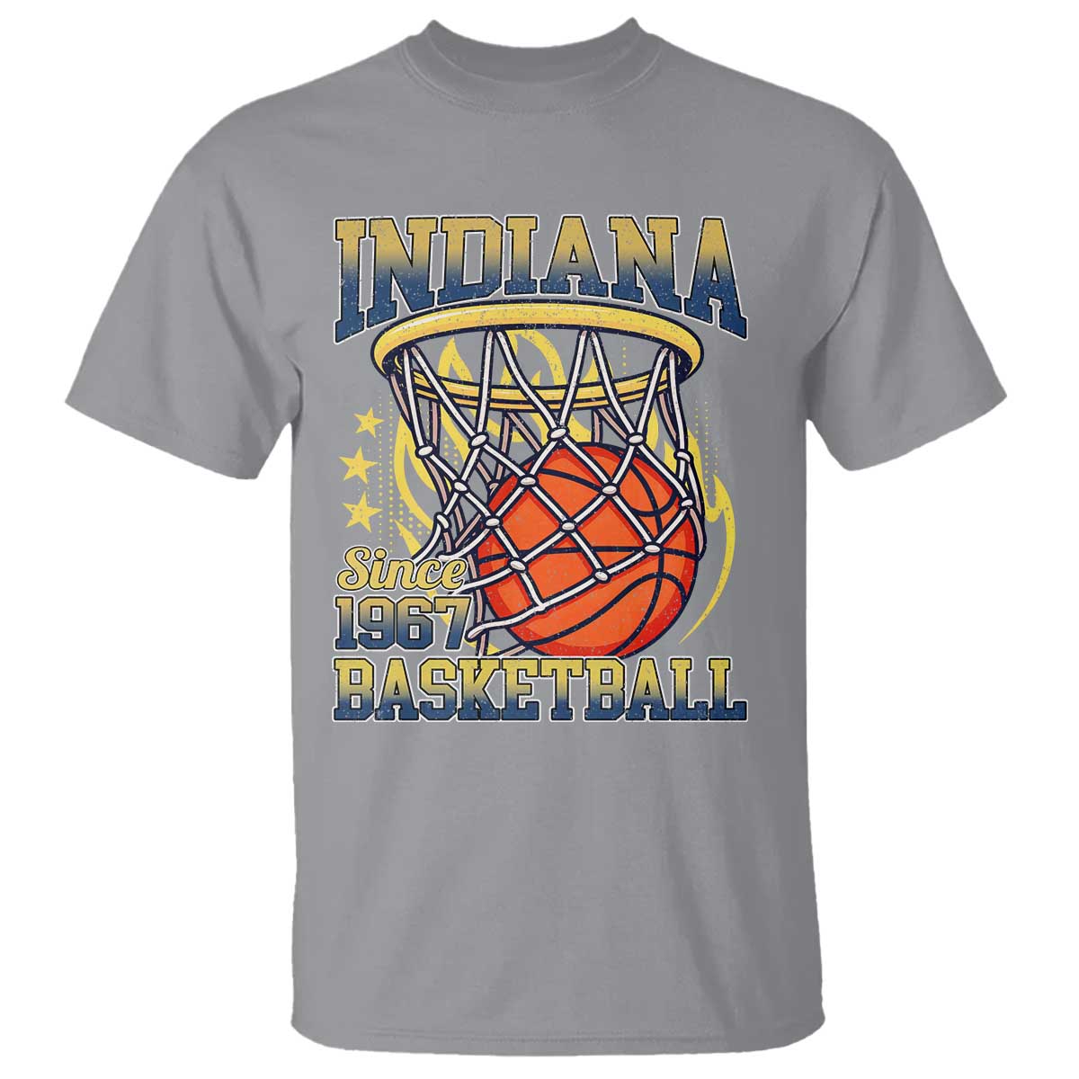 Indiana Basketball Flames Graphic T Shirt Vintage 1967 Fan Indy Hoops Pride