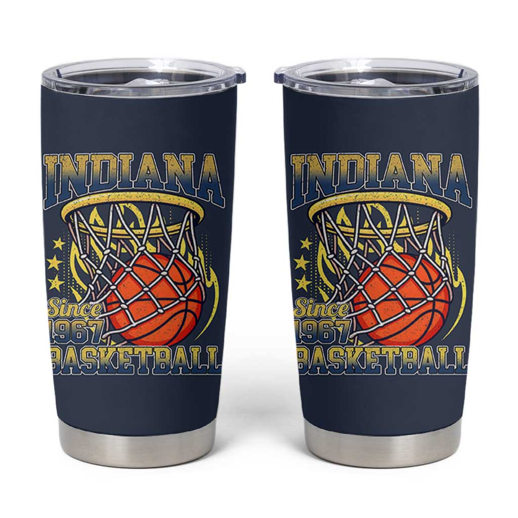 Indiana Basketball Flames Graphic Tumbler Cup Vintage 1967 Fan Indy Hoops Pride