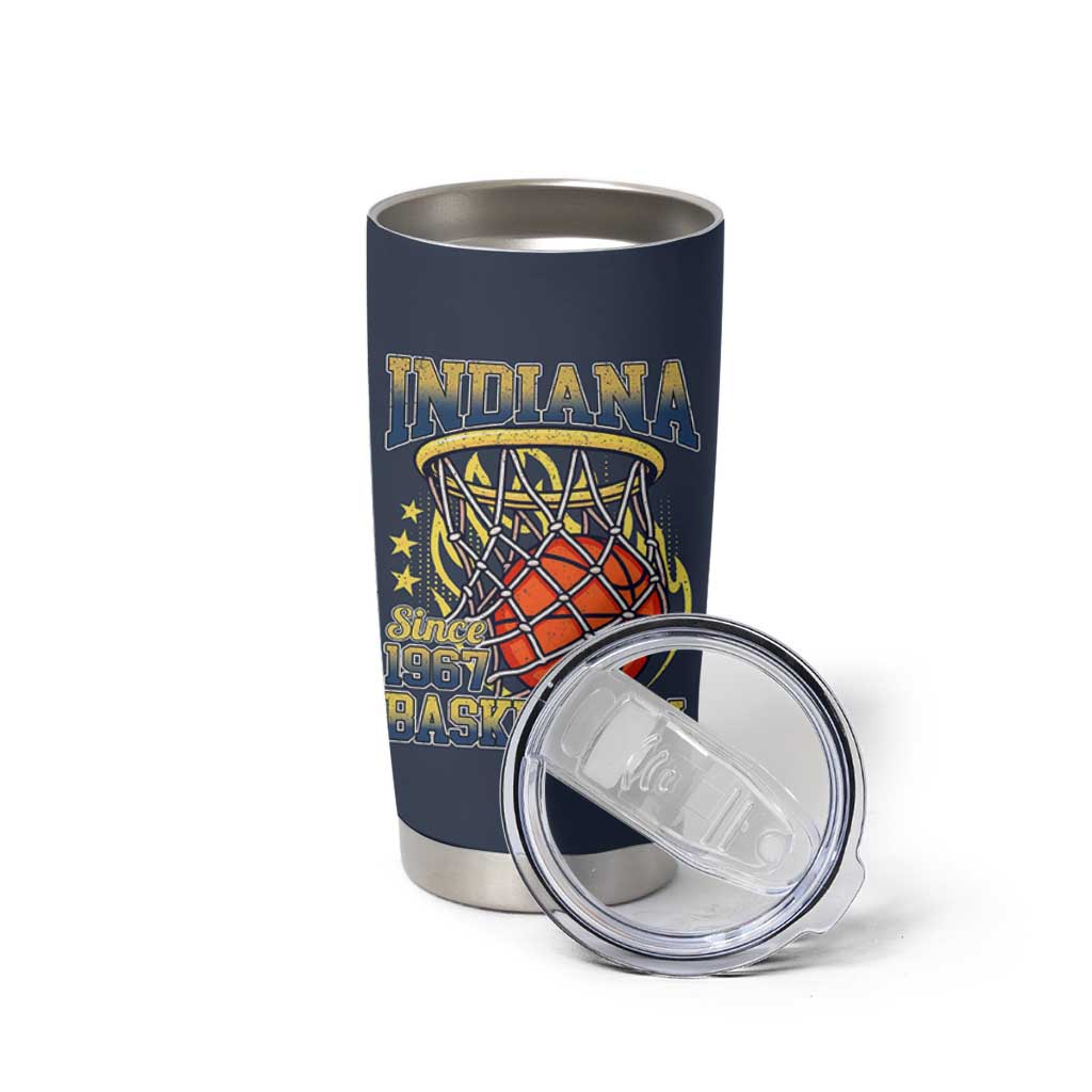 Indiana Basketball Flames Graphic Tumbler Cup Vintage 1967 Fan Indy Hoops Pride