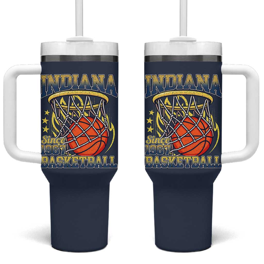 Indiana Basketball Flames Graphic Tumbler With Handle Vintage 1967 Fan Indy Hoops Pride