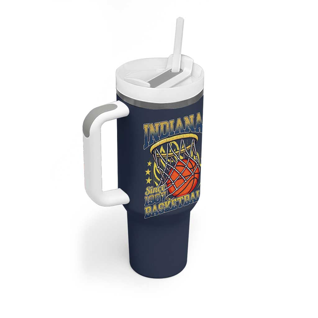 Indiana Basketball Flames Graphic Tumbler With Handle Vintage 1967 Fan Indy Hoops Pride