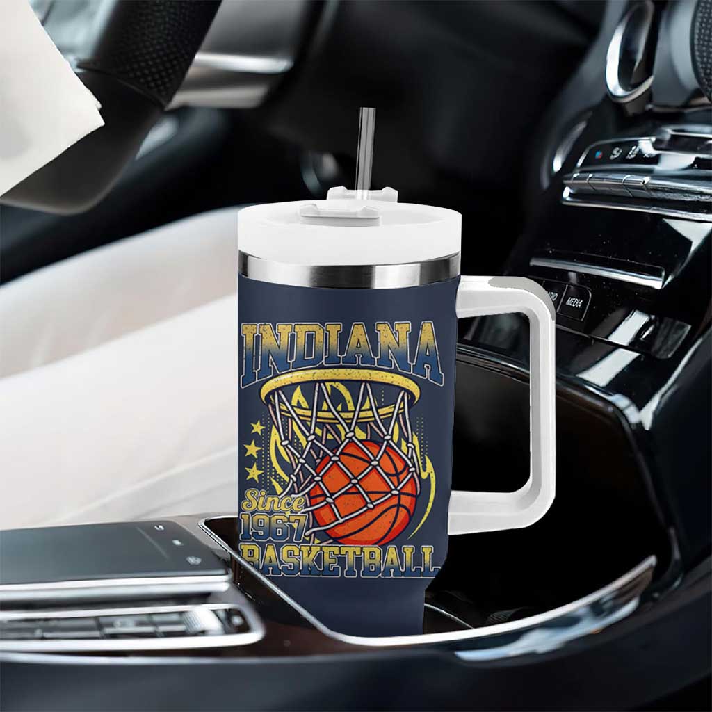Indiana Basketball Flames Graphic Tumbler With Handle Vintage 1967 Fan Indy Hoops Pride