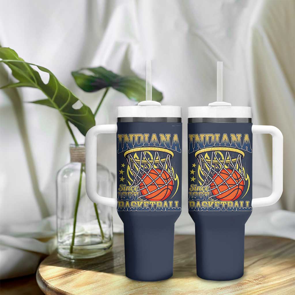 Indiana Basketball Flames Graphic Tumbler With Handle Vintage 1967 Fan Indy Hoops Pride