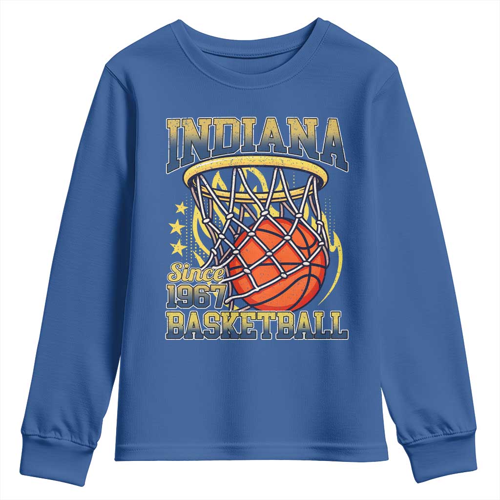 Indiana Basketball Flames Graphic Youth Sweatshirt Vintage 1967 Fan Indy Hoops Pride
