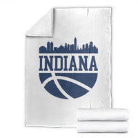 Indiana Skyline Basketball Throw Blanket Distressed Urban Hoops Graphic for Indy Fans