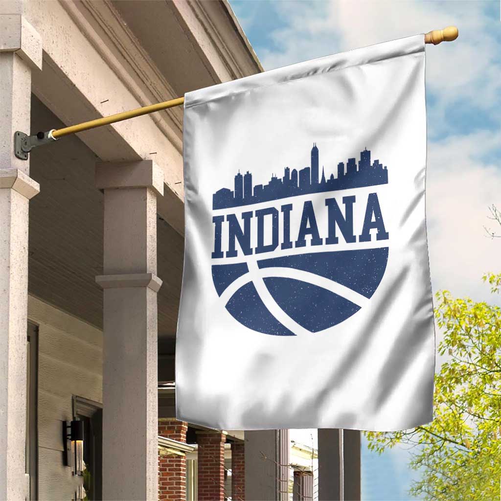 Indiana Skyline Basketball Garden Flag Distressed Urban Hoops Graphic for Indy Fans