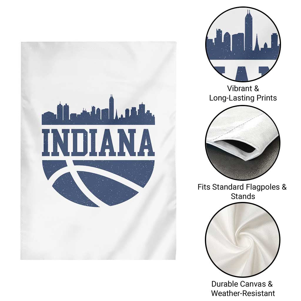 Indiana Skyline Basketball Garden Flag Distressed Urban Hoops Graphic for Indy Fans