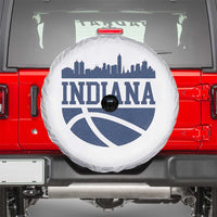 Indiana Skyline Basketball Spare Tire Cover Distressed Urban Hoops Graphic for Indy Fans