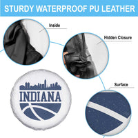Indiana Skyline Basketball Spare Tire Cover Distressed Urban Hoops Graphic for Indy Fans