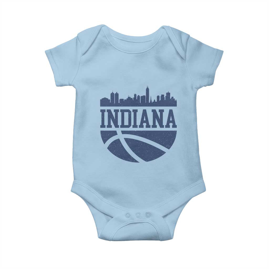 Indiana Skyline Basketball Baby Onesie Distressed Urban Hoops Graphic for Indy Fans