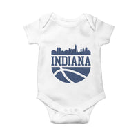 Indiana Skyline Basketball Baby Onesie Distressed Urban Hoops Graphic for Indy Fans