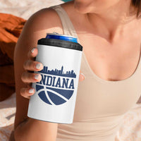 Indiana Skyline Basketball 4 in 1 Can Cooler Tumbler Distressed Urban Hoops Graphic for Indy Fans