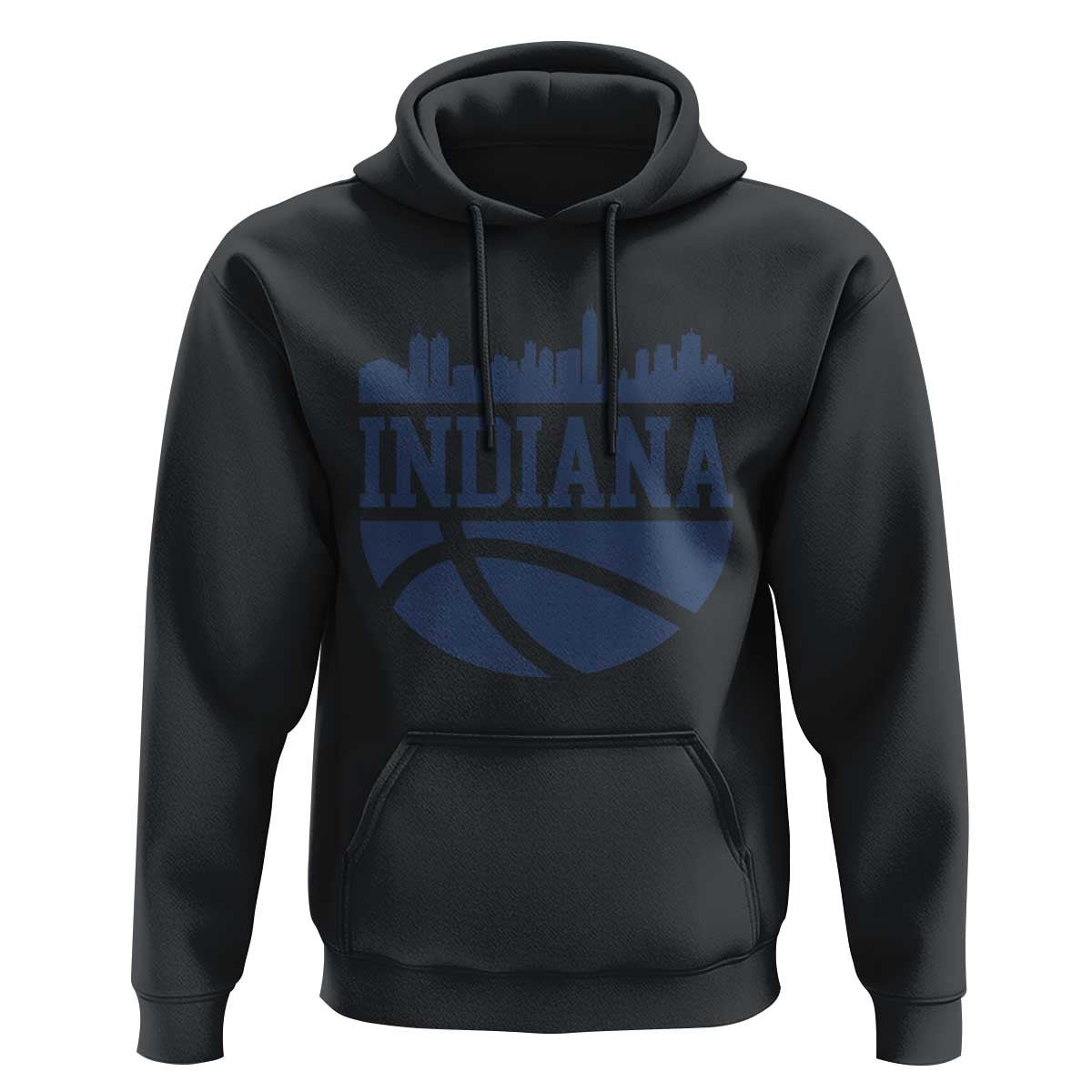 Indiana Skyline Basketball Hoodie Distressed Urban Hoops Graphic for Indy Fans