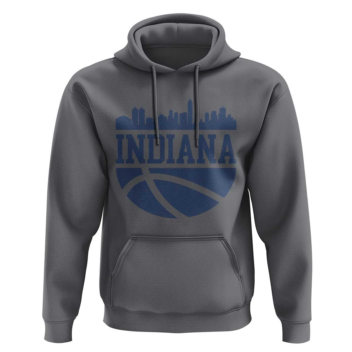 Indiana Skyline Basketball Hoodie Distressed Urban Hoops Graphic for Indy Fans