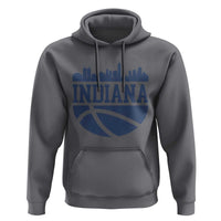 Indiana Skyline Basketball Hoodie Distressed Urban Hoops Graphic for Indy Fans