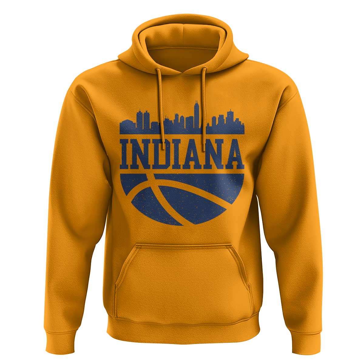 Indiana Skyline Basketball Hoodie Distressed Urban Hoops Graphic for Indy Fans
