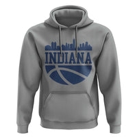 Indiana Skyline Basketball Hoodie Distressed Urban Hoops Graphic for Indy Fans