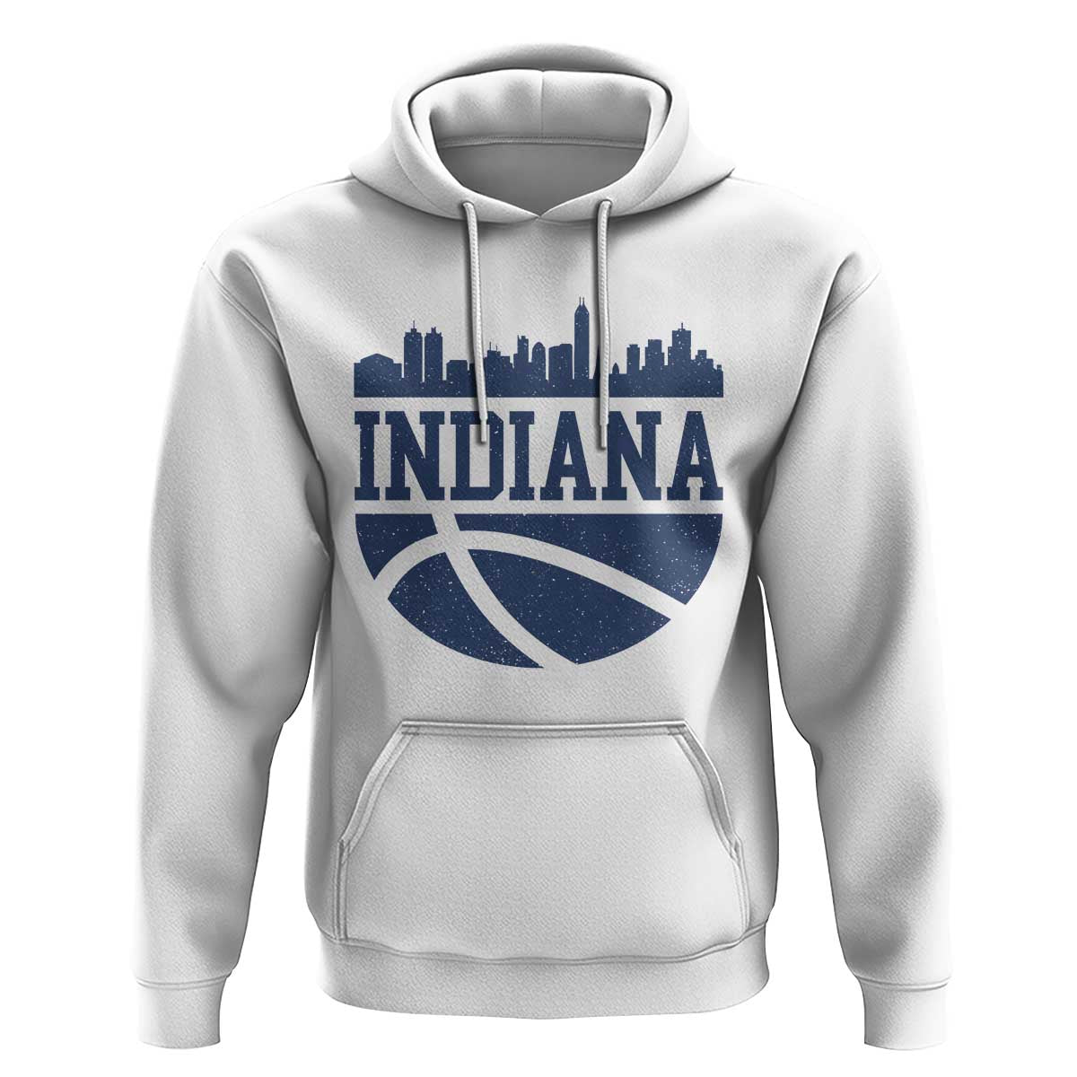 Indiana Skyline Basketball Hoodie Distressed Urban Hoops Graphic for Indy Fans