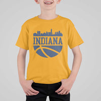Indiana Skyline Basketball T Shirt For Kid Distressed Urban Hoops Graphic for Indy Fans