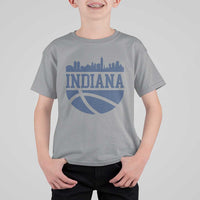 Indiana Skyline Basketball T Shirt For Kid Distressed Urban Hoops Graphic for Indy Fans