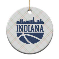 Indiana Skyline Basketball Ceramic Ornament Distressed Urban Hoops Graphic for Indy Fans