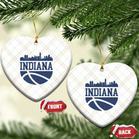 Indiana Skyline Basketball Ceramic Ornament Distressed Urban Hoops Graphic for Indy Fans