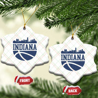 Indiana Skyline Basketball Ceramic Ornament Distressed Urban Hoops Graphic for Indy Fans