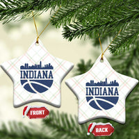 Indiana Skyline Basketball Ceramic Ornament Distressed Urban Hoops Graphic for Indy Fans