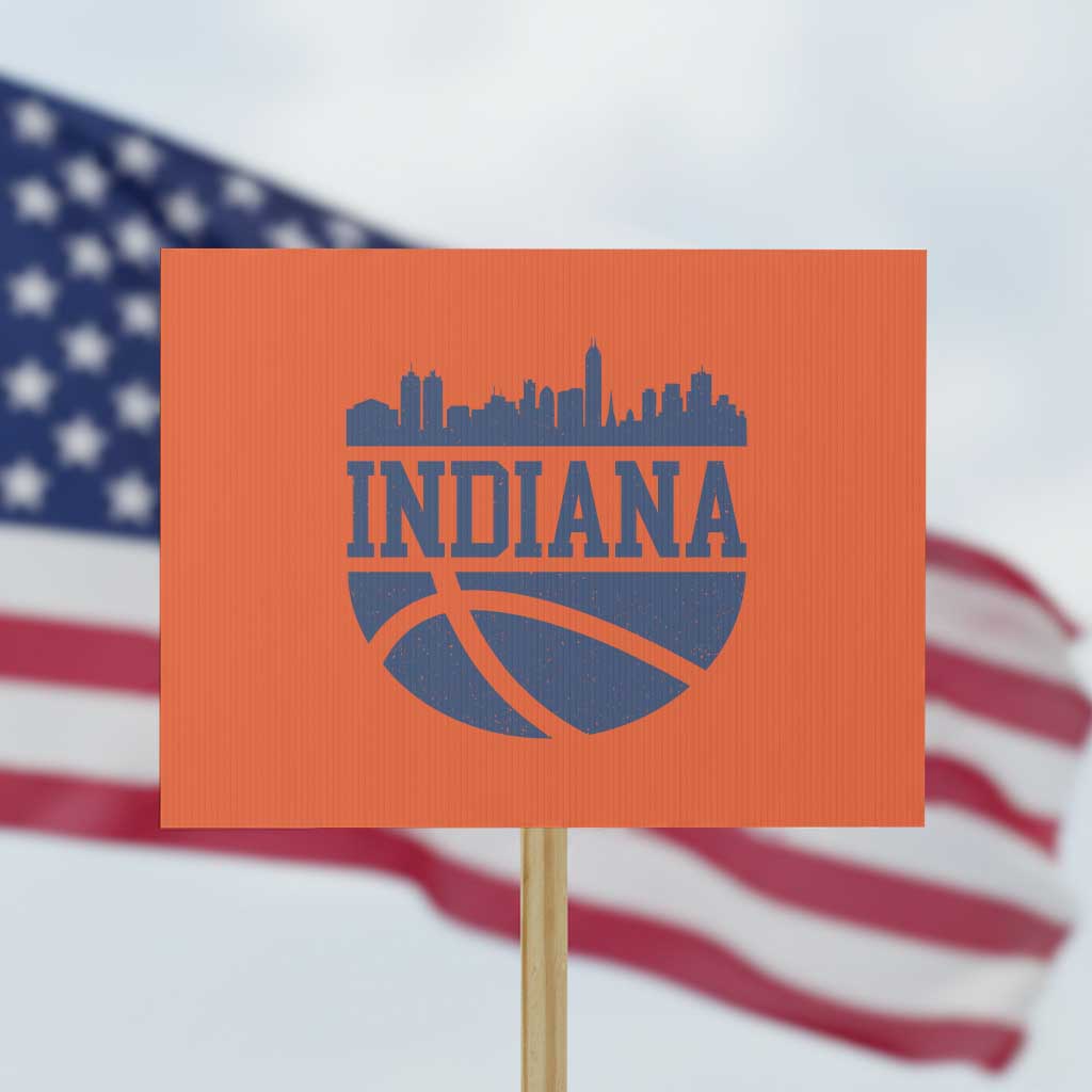 Indiana Skyline Basketball Protest Sign Distressed Urban Hoops Graphic for Indy Fans