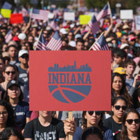 Indiana Skyline Basketball Protest Sign Distressed Urban Hoops Graphic for Indy Fans