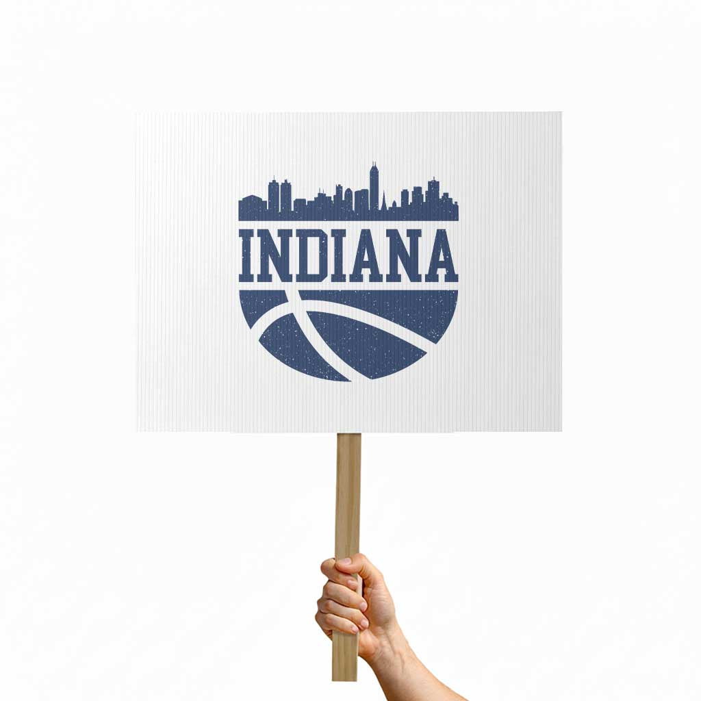 Indiana Skyline Basketball Protest Sign Distressed Urban Hoops Graphic for Indy Fans
