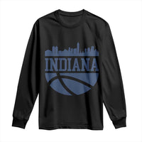 Indiana Skyline Basketball Long Sleeve Shirt Distressed Urban Hoops Graphic for Indy Fans