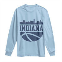 Indiana Skyline Basketball Long Sleeve Shirt Distressed Urban Hoops Graphic for Indy Fans