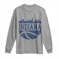 Indiana Skyline Basketball Long Sleeve Shirt Distressed Urban Hoops Graphic for Indy Fans