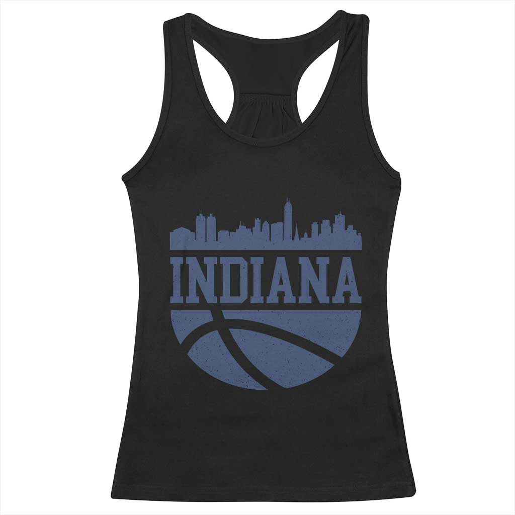 Indiana Skyline Basketball Racerback Tank Top Distressed Urban Hoops Graphic for Indy Fans