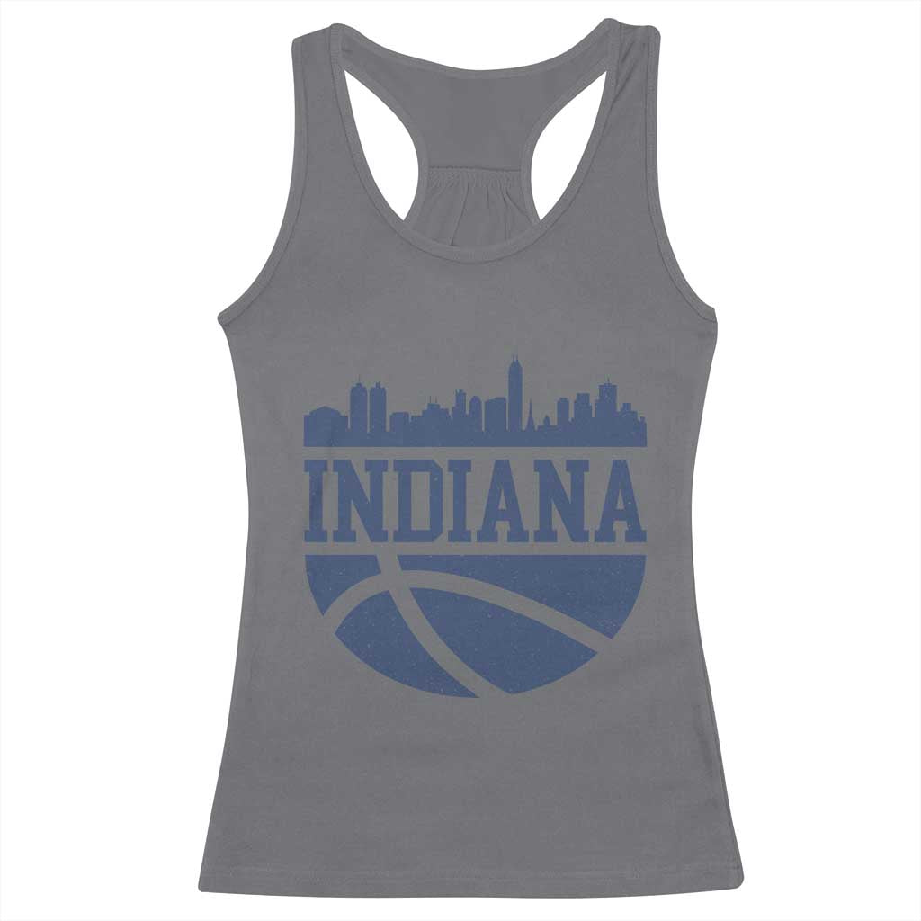 Indiana Skyline Basketball Racerback Tank Top Distressed Urban Hoops Graphic for Indy Fans