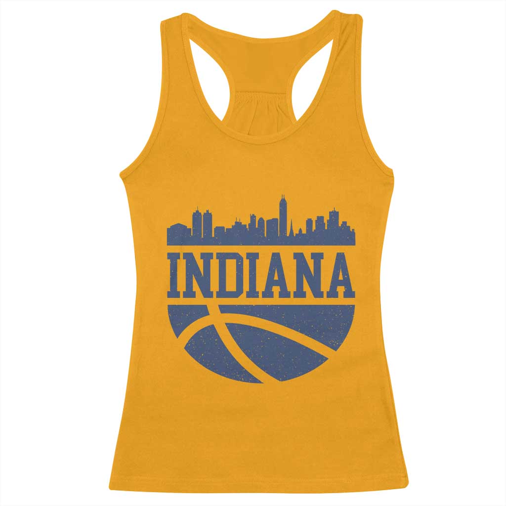 Indiana Skyline Basketball Racerback Tank Top Distressed Urban Hoops Graphic for Indy Fans