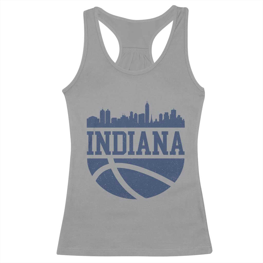 Indiana Skyline Basketball Racerback Tank Top Distressed Urban Hoops Graphic for Indy Fans