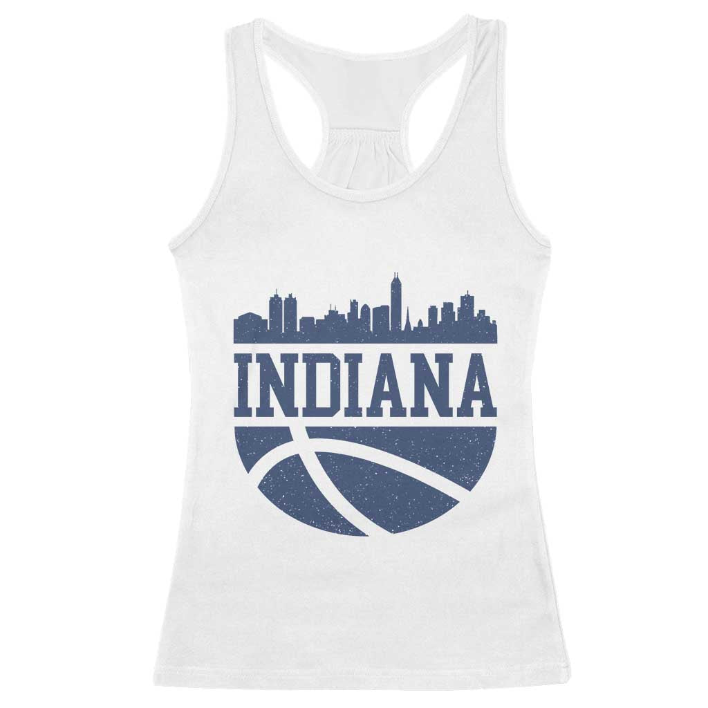 Indiana Skyline Basketball Racerback Tank Top Distressed Urban Hoops Graphic for Indy Fans