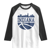 Indiana Skyline Basketball Raglan Shirt Distressed Urban Hoops Graphic for Indy Fans