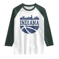 Indiana Skyline Basketball Raglan Shirt Distressed Urban Hoops Graphic for Indy Fans