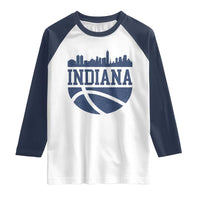 Indiana Skyline Basketball Raglan Shirt Distressed Urban Hoops Graphic for Indy Fans