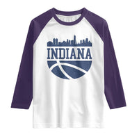 Indiana Skyline Basketball Raglan Shirt Distressed Urban Hoops Graphic for Indy Fans
