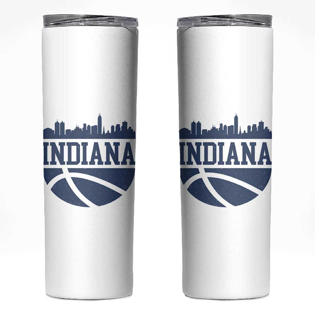 Indiana Skyline Basketball Skinny Tumbler Distressed Urban Hoops Graphic for Indy Fans